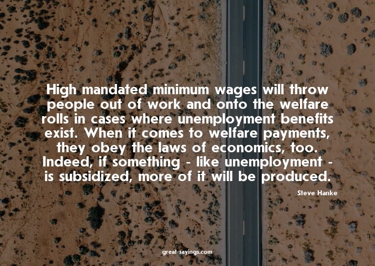 High mandated minimum wages will throw people out of wo