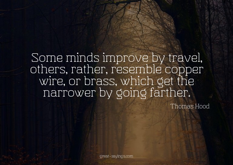 Some minds improve by travel, others, rather, resemble