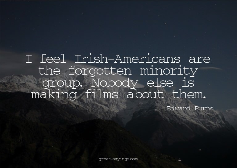I feel Irish-Americans are the forgotten minority group