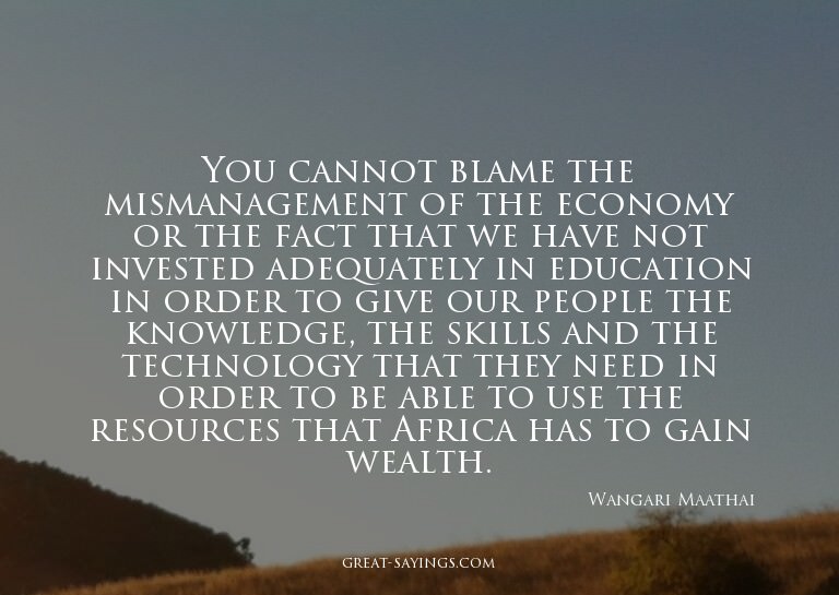 You cannot blame the mismanagement of the economy or th
