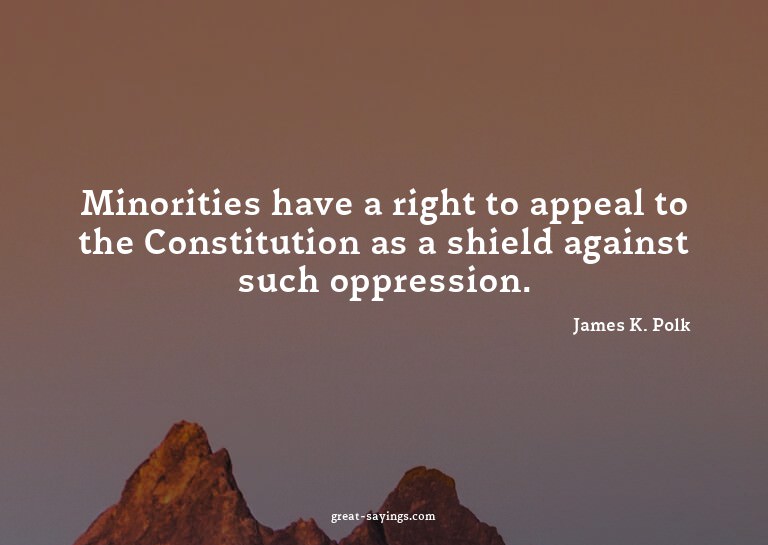 Minorities have a right to appeal to the Constitution a
