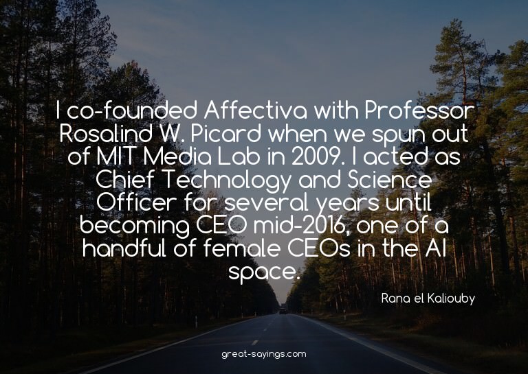 I co-founded Affectiva with Professor Rosalind W. Picar