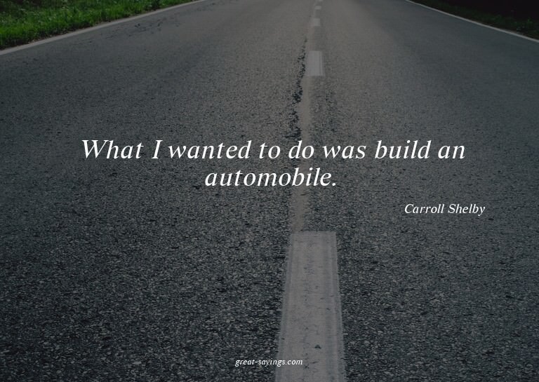 What I wanted to do was build an automobile.

