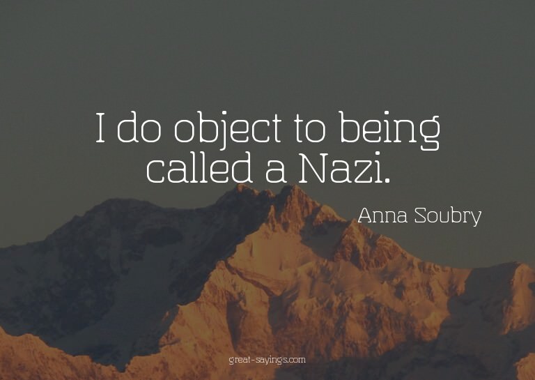 I do object to being called a Nazi.

