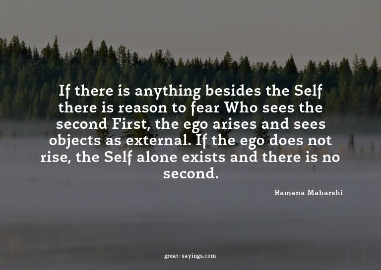 If there is anything besides the Self there is reason t
