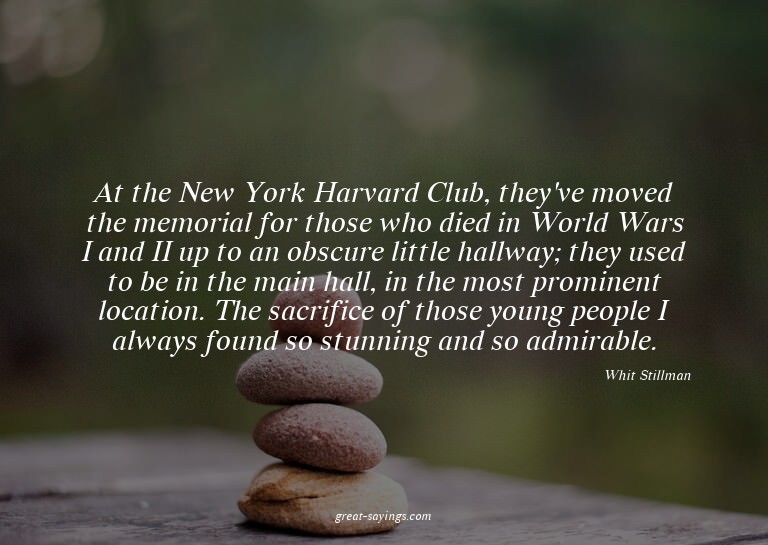 At the New York Harvard Club, they've moved the memoria