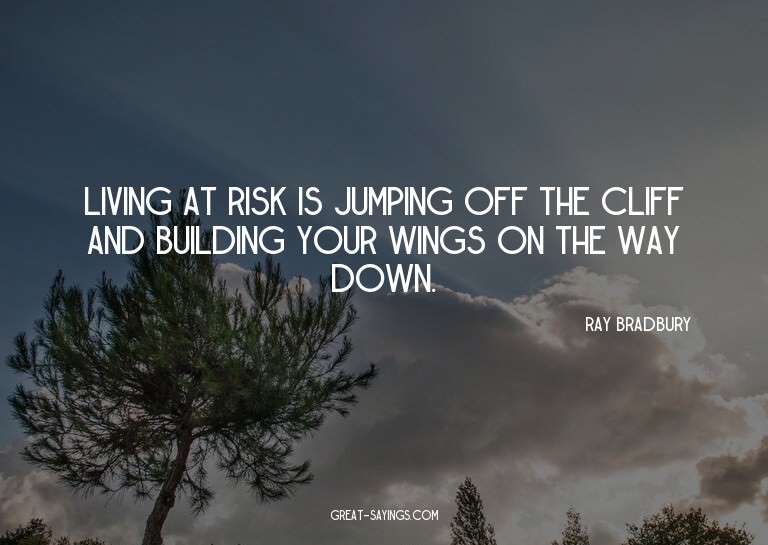 Living at risk is jumping off the cliff and building yo