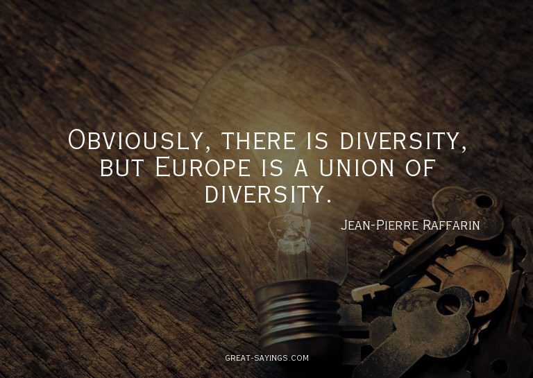 Obviously, there is diversity, but Europe is a union of