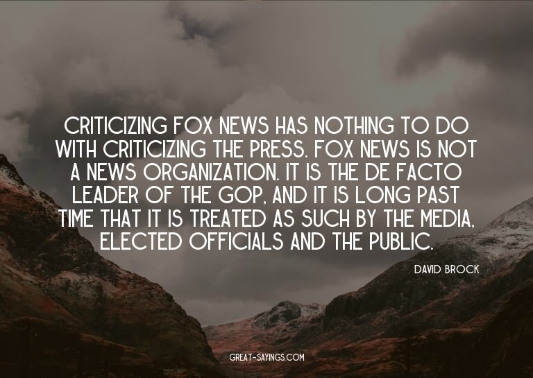 Criticizing Fox News has nothing to do with criticizing