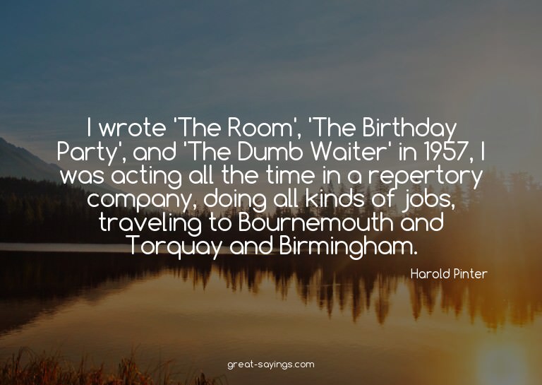 I wrote 'The Room', 'The Birthday Party', and 'The Dumb