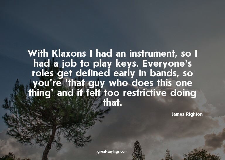 With Klaxons I had an instrument, so I had a job to pla