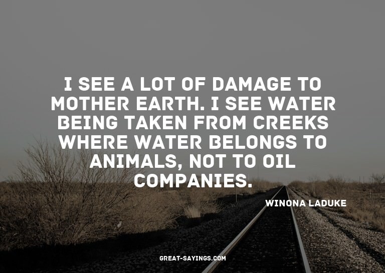 I see a lot of damage to Mother Earth. I see water bein