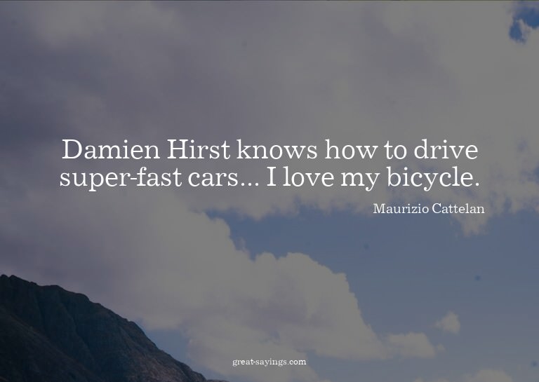 Damien Hirst knows how to drive super-fast cars... I lo
