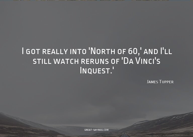 I got really into 'North of 60,' and I'll still watch r