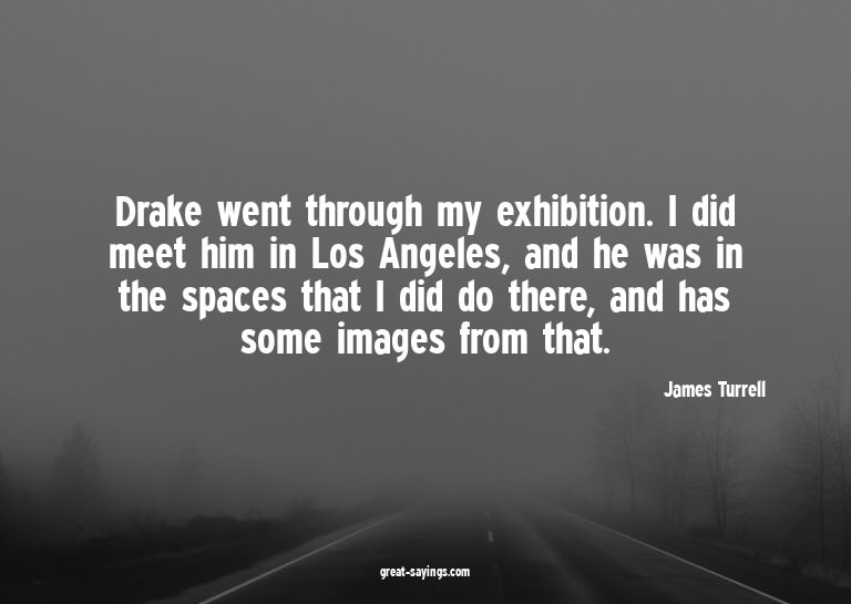 Drake went through my exhibition. I did meet him in Los