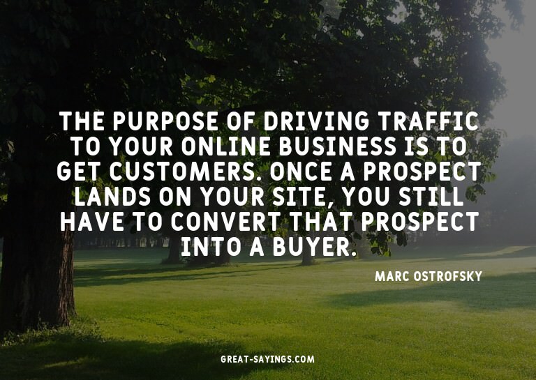 The purpose of driving traffic to your online business