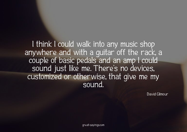 I think I could walk into any music shop anywhere and w