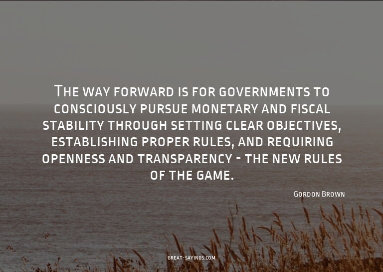 The way forward is for governments to consciously pursu