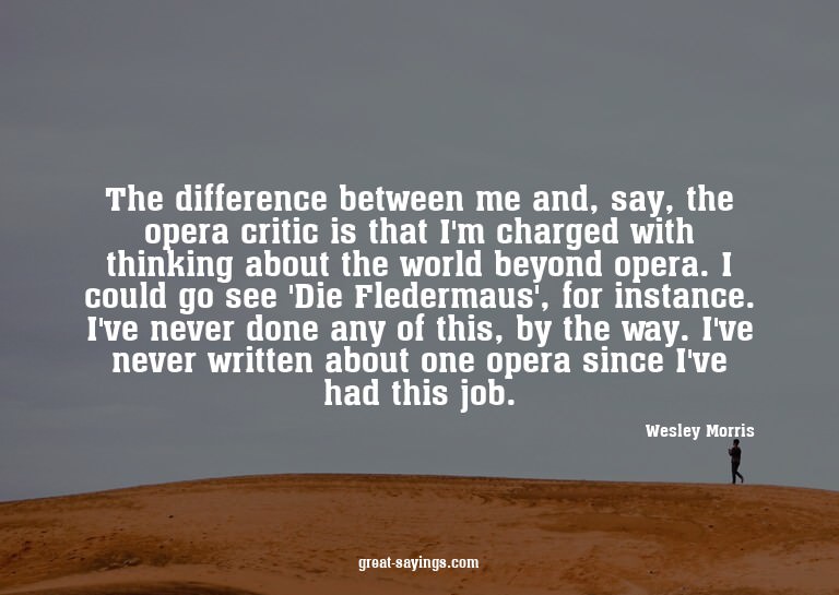 The difference between me and, say, the opera critic is
