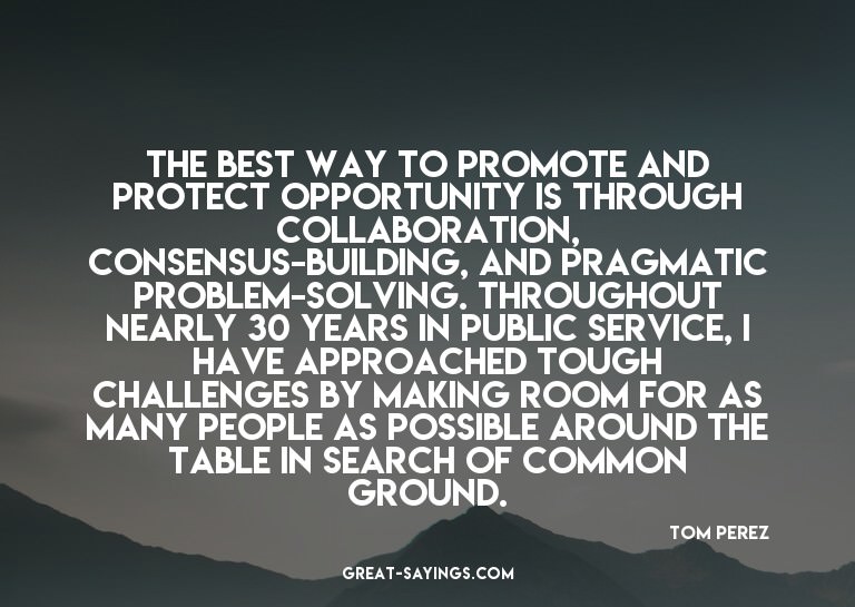 The best way to promote and protect opportunity is thro