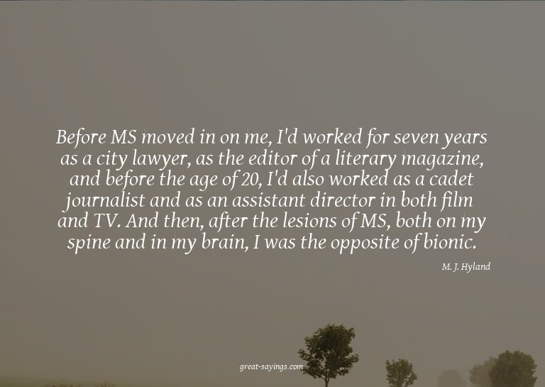 Before MS moved in on me, I'd worked for seven years as