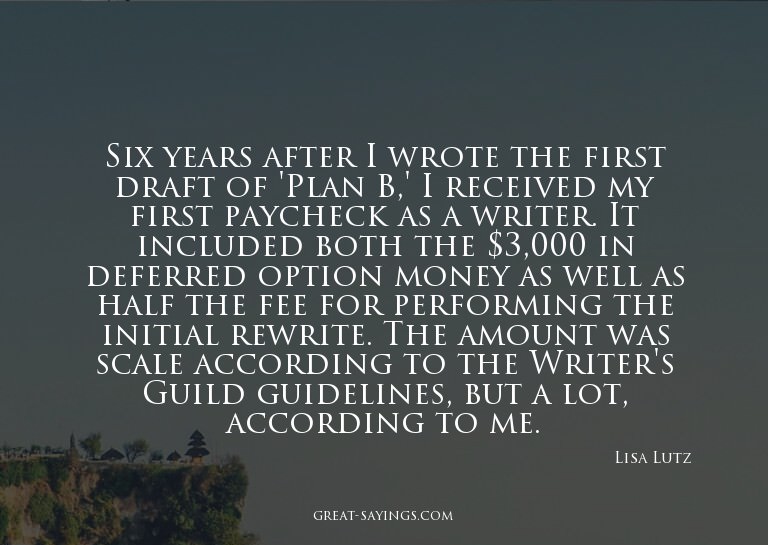 Six years after I wrote the first draft of 'Plan B,' I