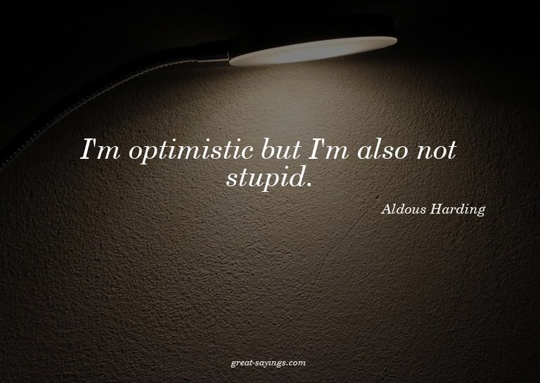 I'm optimistic but I'm also not stupid.

