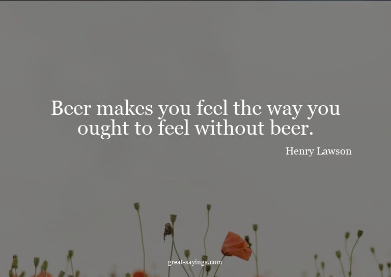 Beer makes you feel the way you ought to feel without b