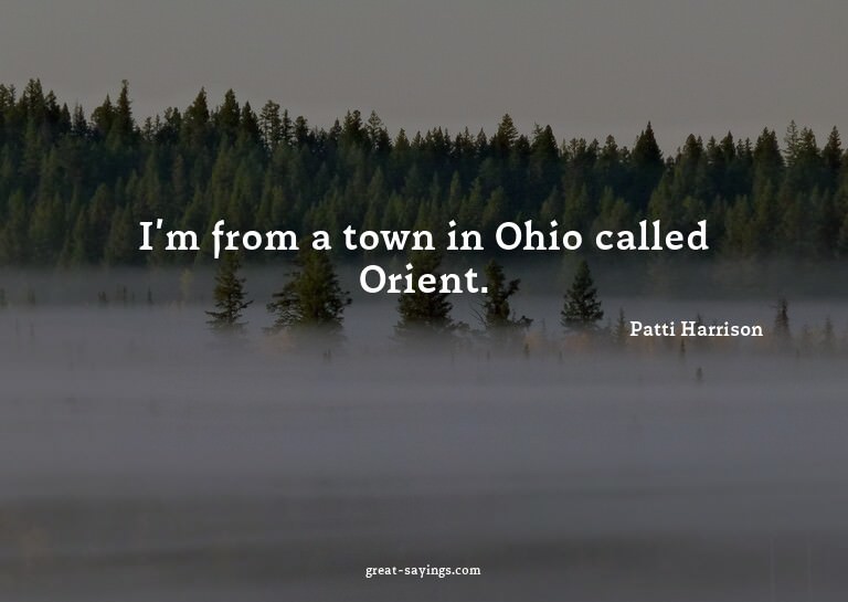 I'm from a town in Ohio called Orient.

