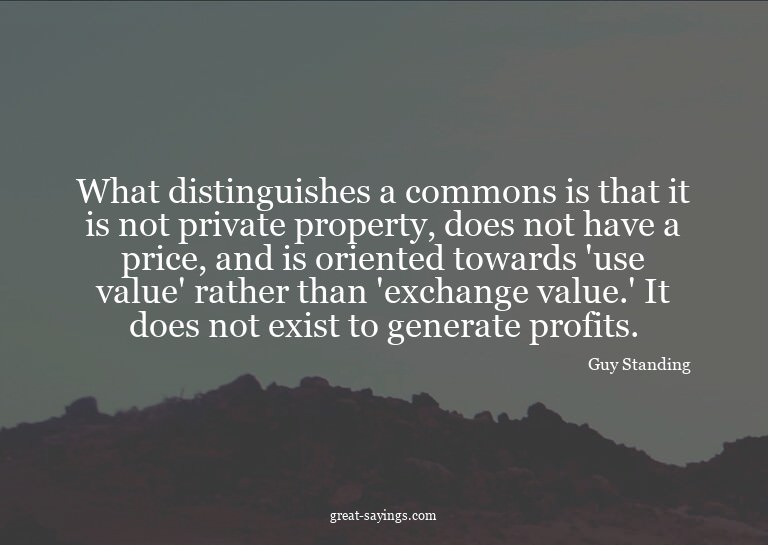 What distinguishes a commons is that it is not private