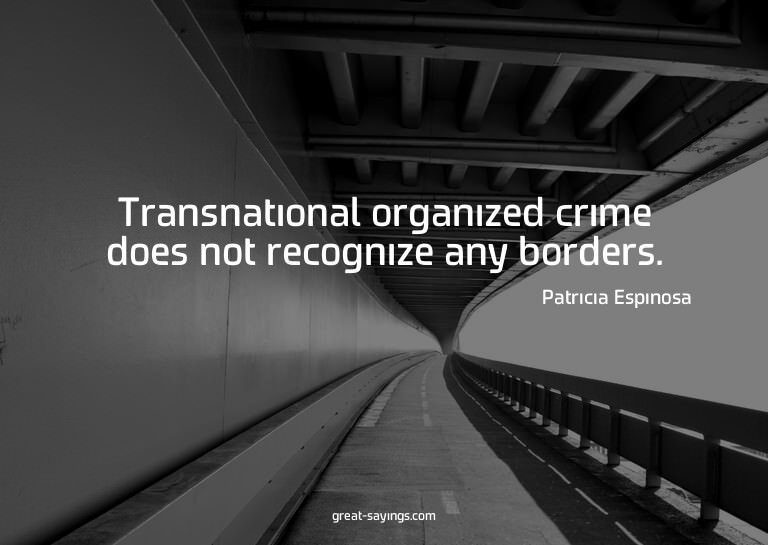 Transnational organized crime does not recognize any bo