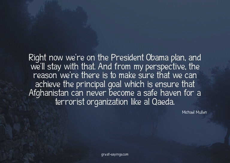 Right now we're on the President Obama plan, and we'll
