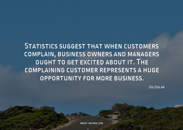 Statistics suggest that when customers complain, busine
