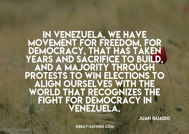 In Venezuela, we have movement for freedom, for democra