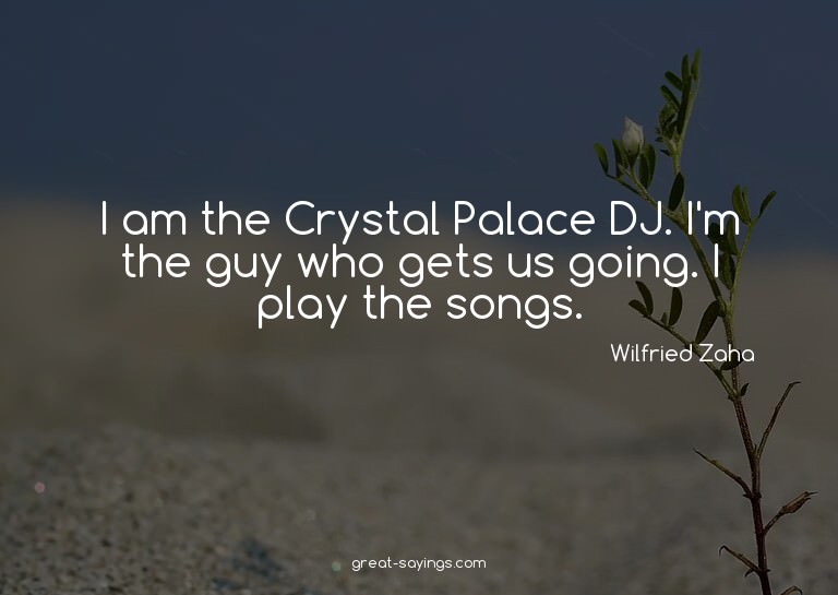 I am the Crystal Palace DJ. I'm the guy who gets us goi