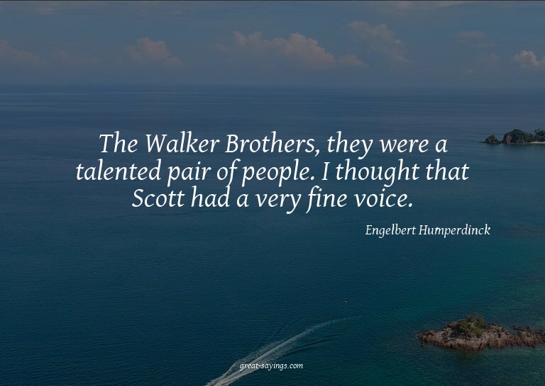 The Walker Brothers, they were a talented pair of peopl