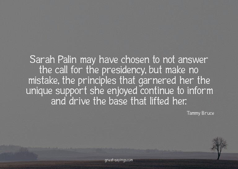 Sarah Palin may have chosen to not answer the call for