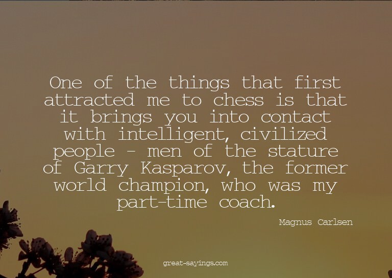 One of the things that first attracted me to chess is t