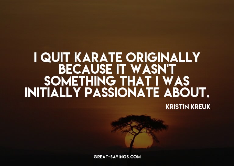 I quit karate originally because it wasn't something th