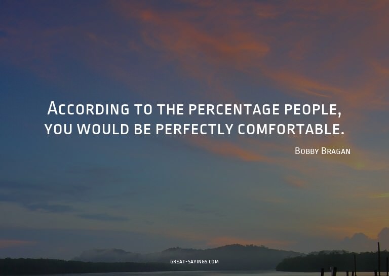According to the percentage people, you would be perfec