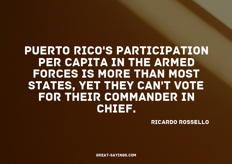 Puerto Rico's participation per capita in the armed for