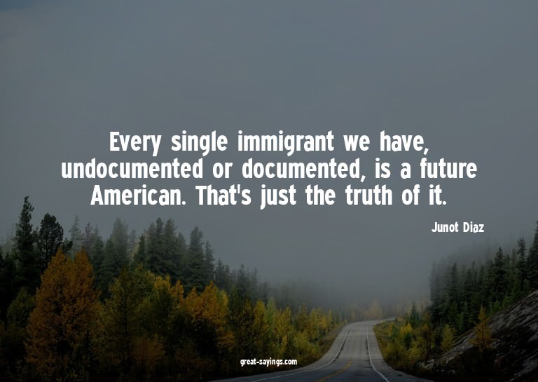 Every single immigrant we have, undocumented or documen