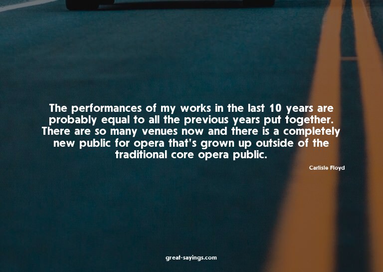The performances of my works in the last 10 years are p