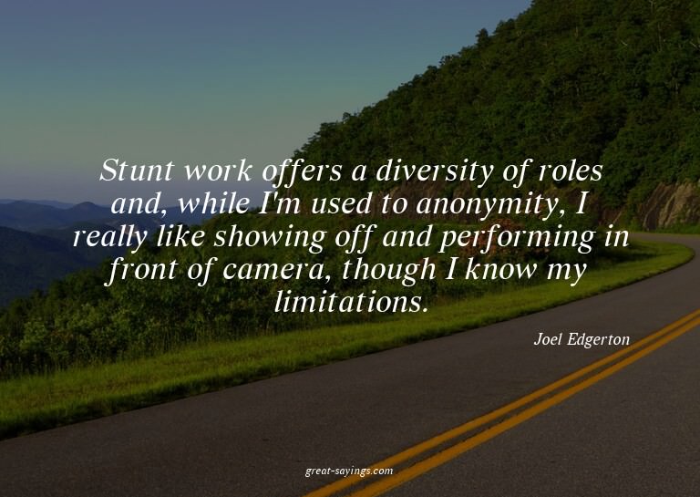 Stunt work offers a diversity of roles and, while I'm u