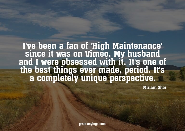 I've been a fan of 'High Maintenance' since it was on V