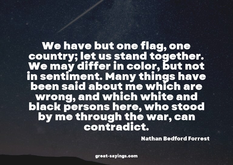 We have but one flag, one country; let us stand togethe