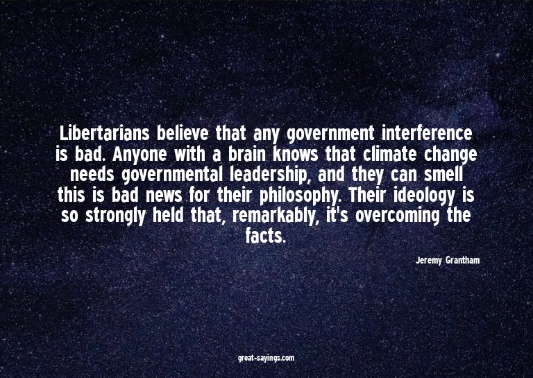 Libertarians believe that any government interference i