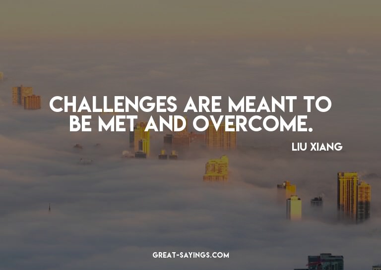 Challenges are meant to be met and overcome.

