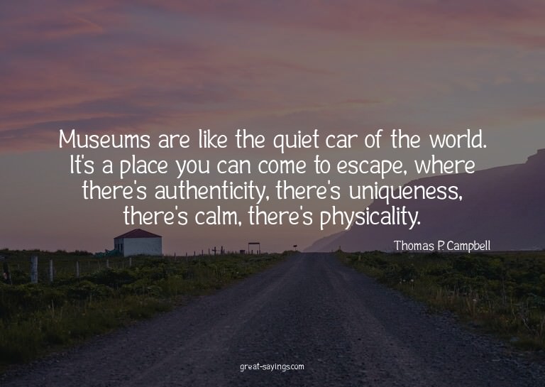 Museums are like the quiet car of the world. It's a pla