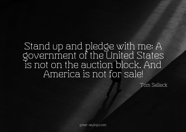 Stand up and pledge with me: A government of the United